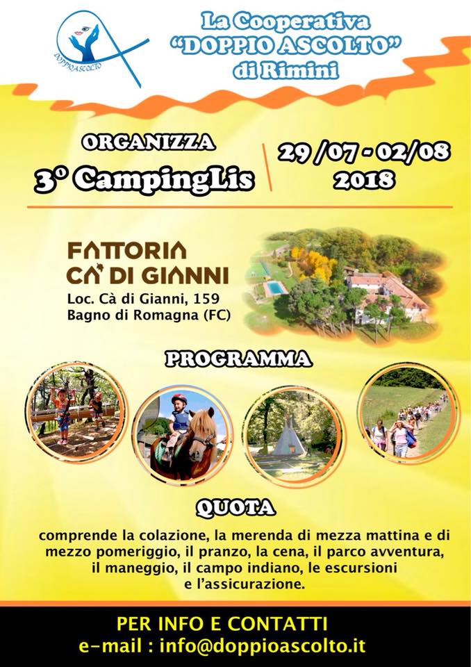 La Cooperativa Doppio Ascolto di Rimini presenta il 3° CampingLIS